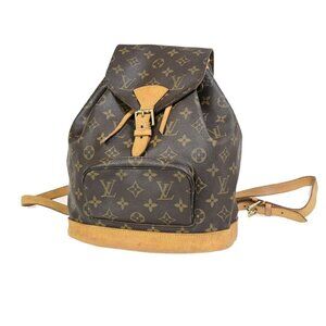 LOUIS VUITTON Montsouris MM Backpack Bag Monogram Leather Brown